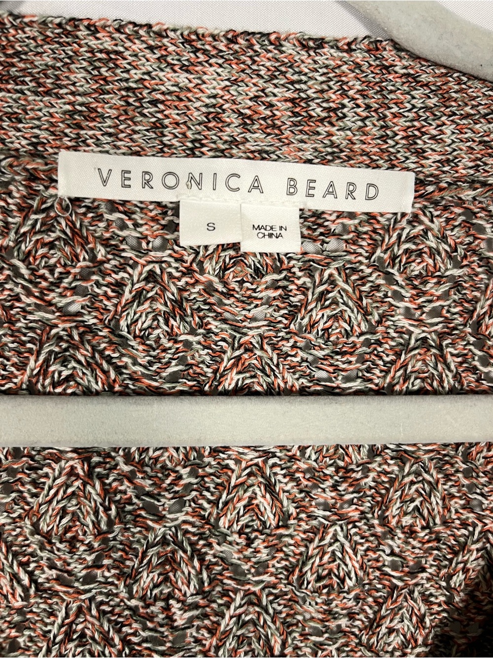 Veronica beard gio variegated v neck textured tonal knit cardigan sz s EUC - Picture 4 of 8
